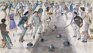 Curlingwedstrijd op Duddingston Loch door Charles Altamont Doyle